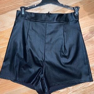 Black leather shorts